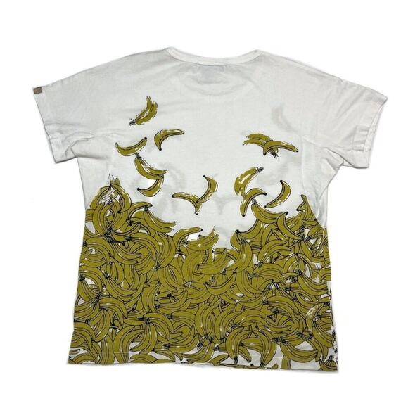 See by Chloe Banana Graphic Print T-Shirt White Yellow Women's 6 Vintage Y2K - Picture 5 of 15